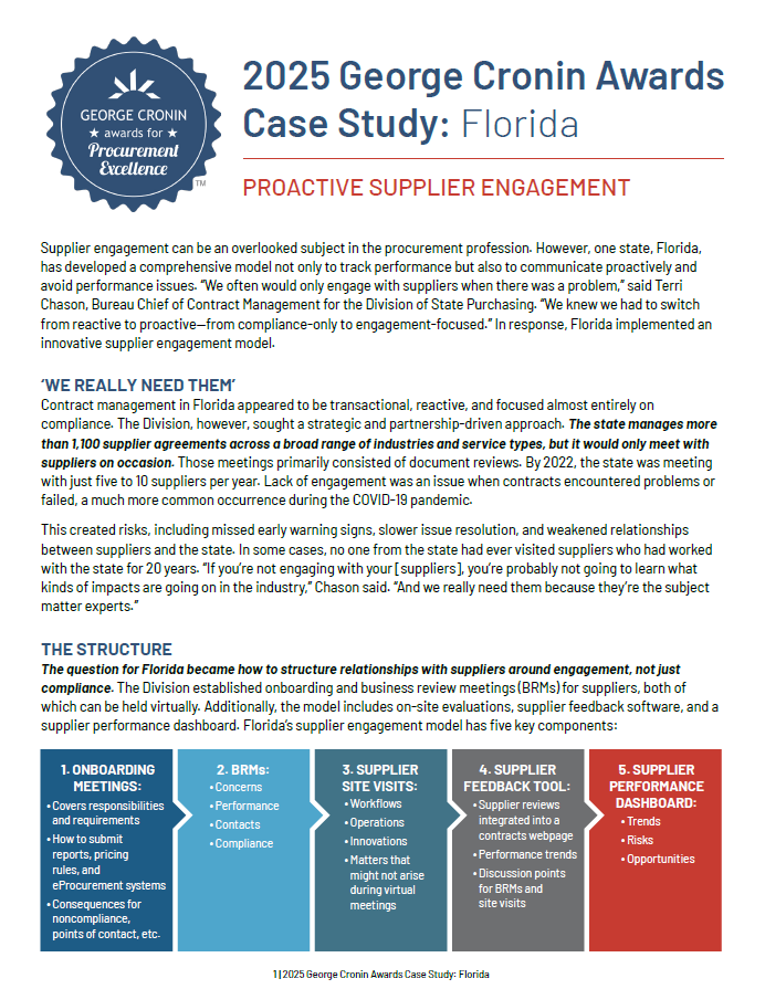 2025 George Cronin Awards Case Study: Florida