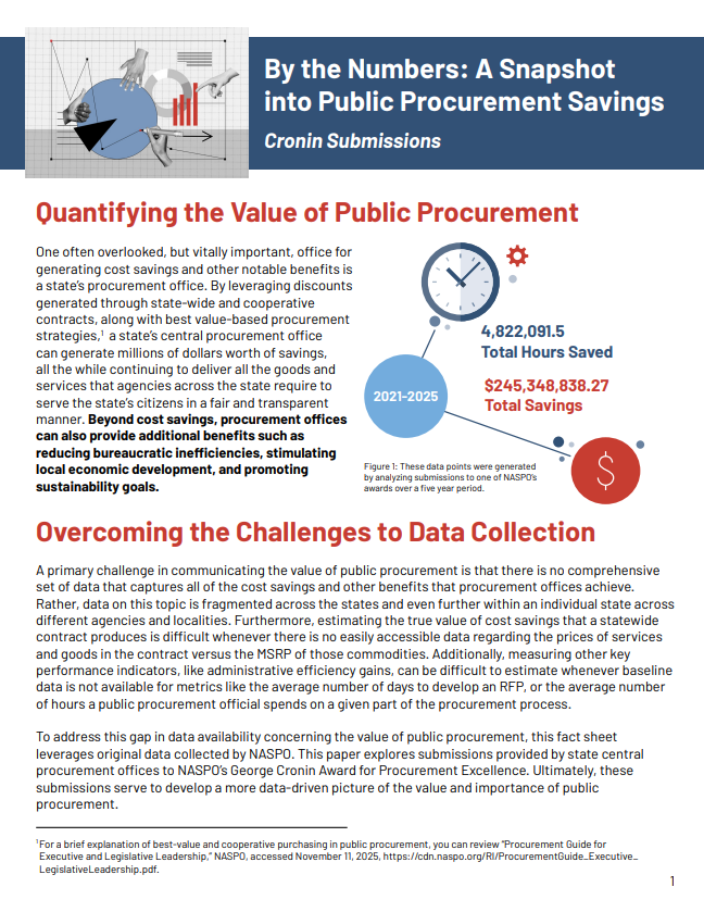By the Numbers: A Snapshot
into Public Procurement Saving