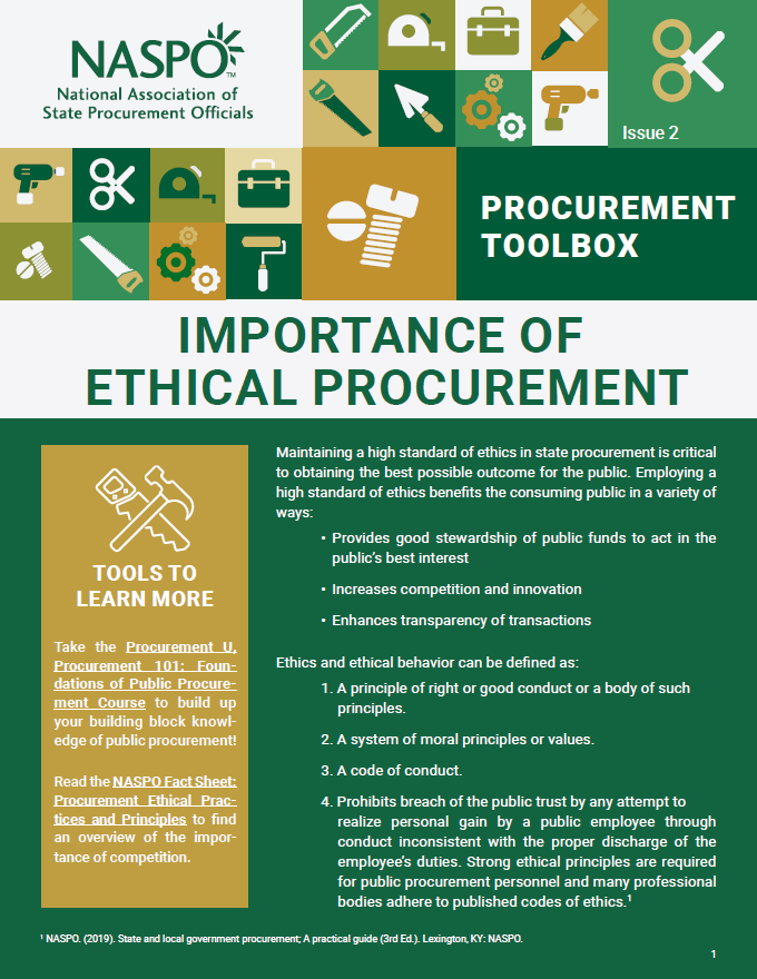 Procurement Toolbox Issue 2: Importance of Ethical Procurement