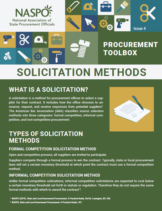 Procurement Toolbox Issue 4: Solicitation Methods
